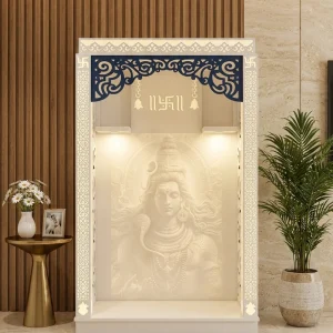 3D Corian Temple Shiva Adiyogi with Backlit Pillars