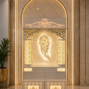 Premium Corian Khatu Shyam Ji Mandir with LED Backlit Design