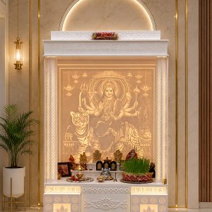 Mata Rani Pooja Mandir Corian with LED Backlit Design