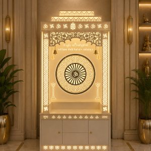 Luxury Om Corian Marble Temple with LED Backlit Panel