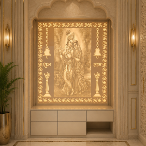 Radha Krishna Backlit Corian Mandir