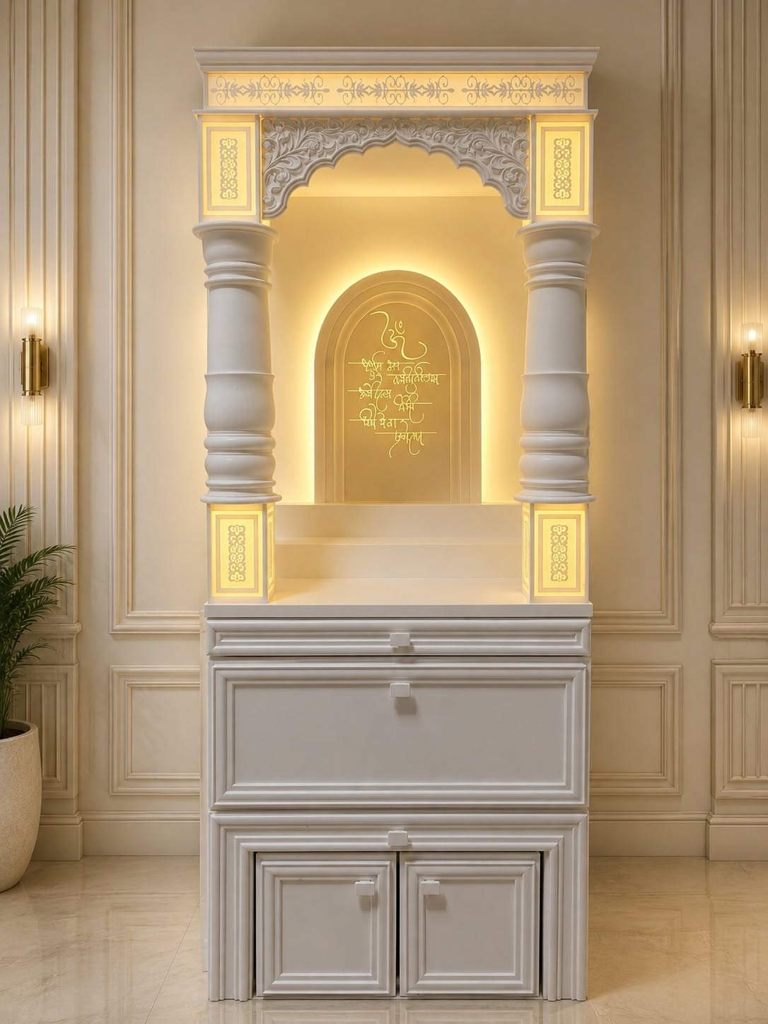 Damru Pillars 4-Layer Gopuram Corian Temple