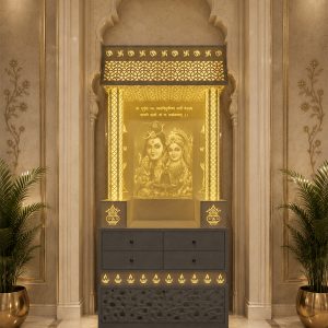 Premium Shiv Parivar Corian Marble Temple with LED Backlit Artwork