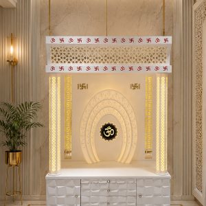 Modern Om Corian Marble Temple with Designer LED Backlighting
