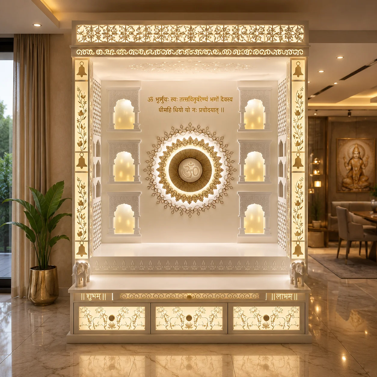 Cnc cut Corian Mandir for hindu home